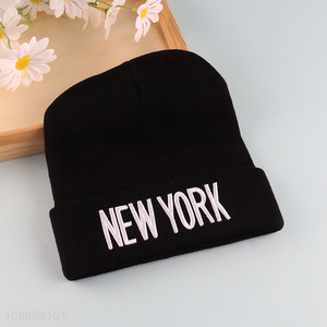 Hot selling black men women knitted hat beanies hat for winter