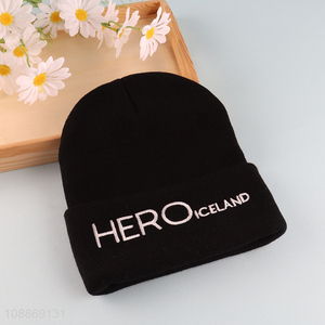 Top quality black men women winter knitted hat beanies hat