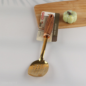 Most popular golden kitchen utensils slotted ladle spoon