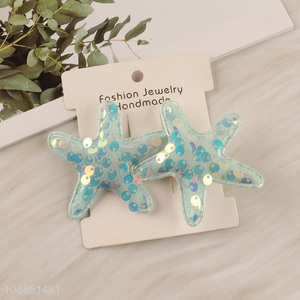 Yiwu market 2pcs starfish shaped kids girls hairpin hair accessories