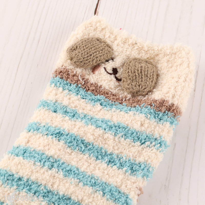 Good quality women's slipper socks winter fuzzy microfiber socks