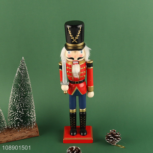 Factory Price Christmas Nutcracker Ornaments Wooden Nutcracker with Sword