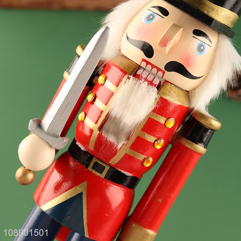 Factory Price Christmas Nutcracker Ornaments Wooden Nutcracker with Sword