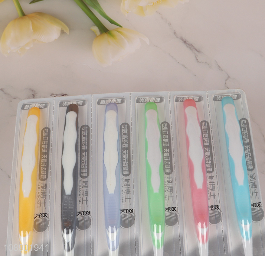 Good selling 6pcs soft oral care adult toothbrush set wholesale