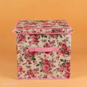 New product printed non-woven storage bin with lid&handle