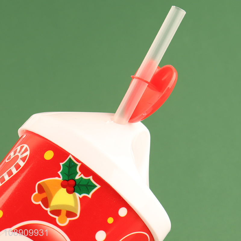 Hot Sale 500ml Reusable Christmas Plastic Cup with Lid & Straw