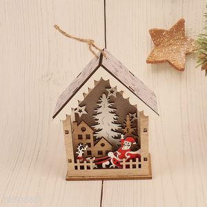 Factory Price Christmas Led Light Wooden House Christmas Tree Ornaments