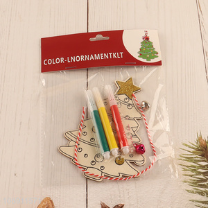 Factory Price DIY Coloring Wooden Christmas Tree Pendants for Party Decor