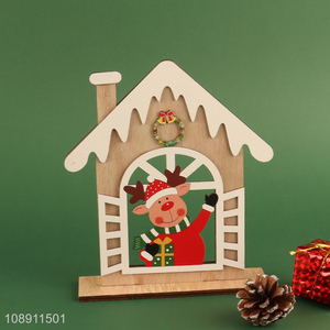 Factory Price Christmas Wooden House for Home Office Tabletop Decor