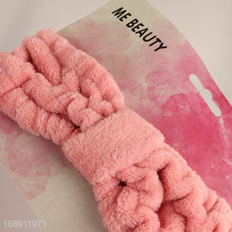 Top quality pink elastic washing face makeup headband for sale