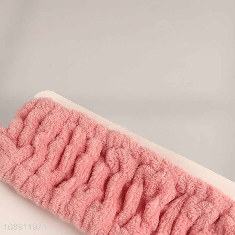 Top quality pink elastic washing face makeup headband for sale