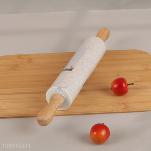 Best selling non-stick silicone rolling pin with wooden handle