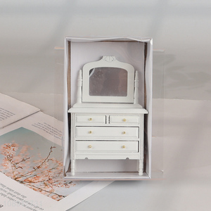 Wholesale 1:12 scale doll house dresser solid wood makeup dressing table