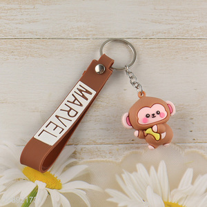 Top quality cartoon silicone monkey pendant keychain for decoration