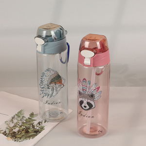 Wholesale Cute Plastic Sports Water Bottle with Straw & Carabiner