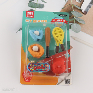 Yiwu market sports series students stationery eraser set for sale