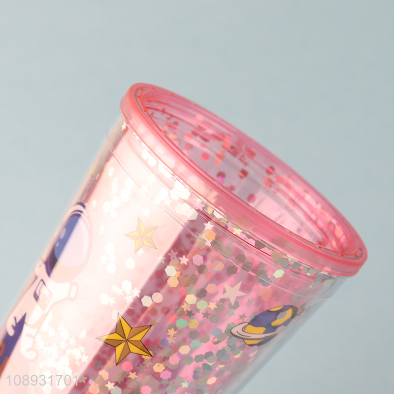 China supplier multicolor plastic water cup straw cup with light