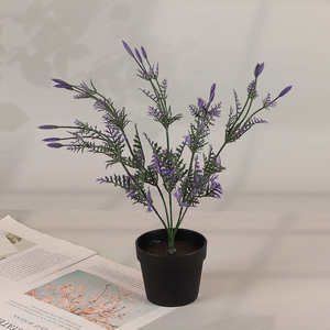 Wholesale 5 Leaves Artificial Plant Potted lavender Plant for Home Decor