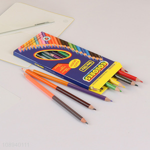 New Arrival 12 Colors Pre-sharpened Double Ended Wooden Colored Pencils