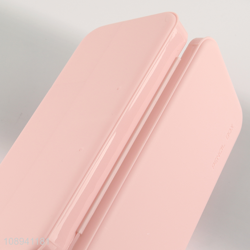 High quality pink plastic students stationery pencil case