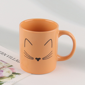 New arrival cute orange ceramic drinking cup water cup with handle