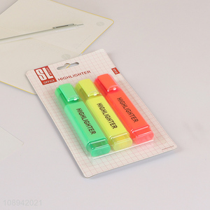 Hot Selling 3PCS Chisel Tip Highlighters Marker Pens for Students