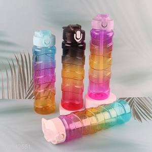 Factory Price 700ml Plastic Sports Water Bottle with Flip Straw & Handle