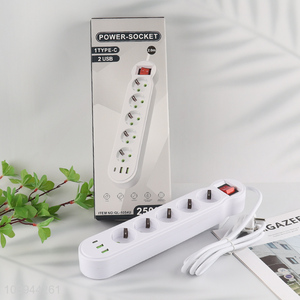 Hot Selling European Power Strip with 1 Type-C 2 USB Charging Ports