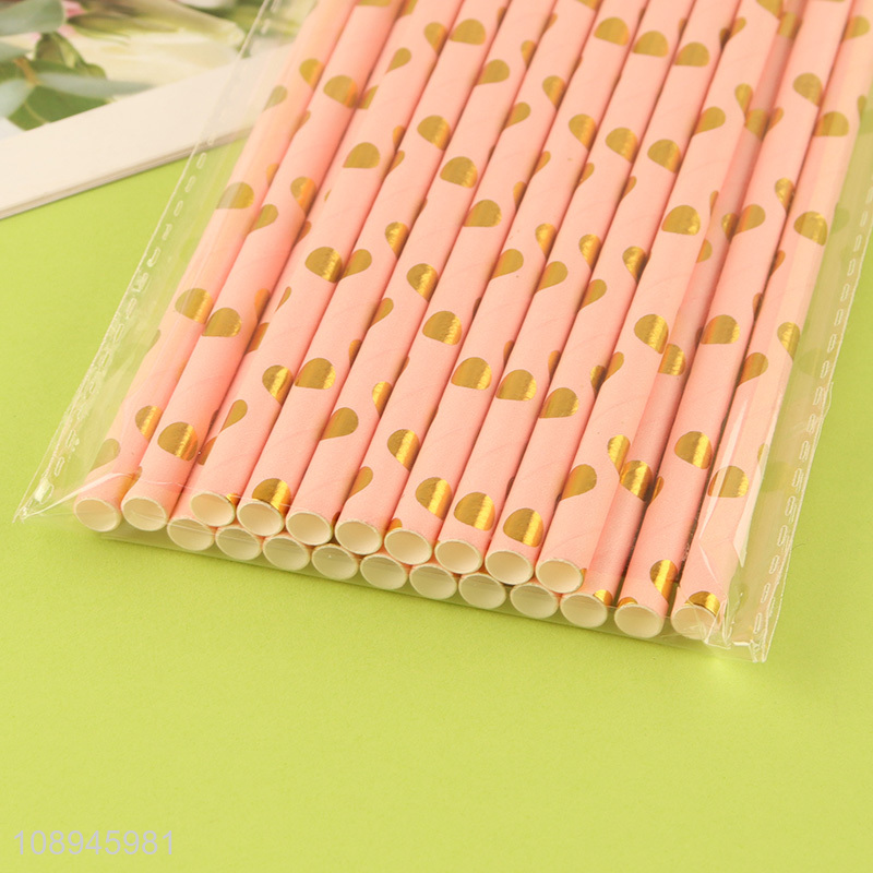 Factory Wholesale Polka Dot Paper Straws Corktail Straws