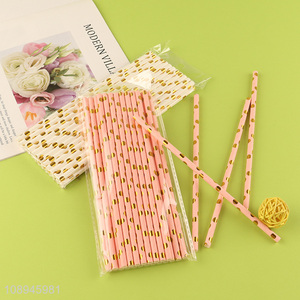 Factory Wholesale Polka Dot Paper Straws Corktail Straws