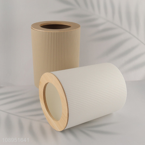 Good Quality Plastic Trash Can Waste Bin with Bamboo Pressure Ring