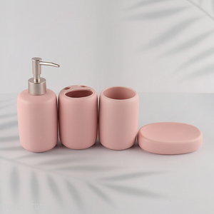 Factory Price 4PCS Ceramic Bathroom Accessories Set with Soap Dispenser