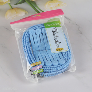 China factory household blue 3m clothesline with 8clothes clips