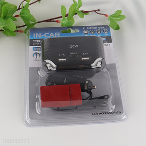 High Quality 120W 3-Socket Cigarette Lighter Splitter Car Charger Adapter