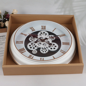 Most popular round home decor real moving gear wall clock