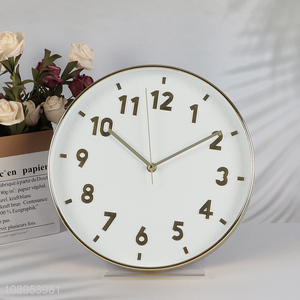 Factory direct sale round electroplated wall clock for living room