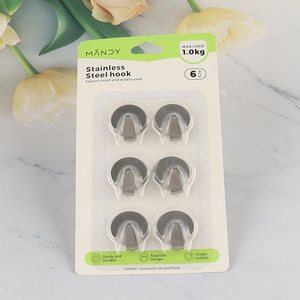 Factory Supply 6PCS Round Adhesive Wall Hooks Waterproof Towel Hooks