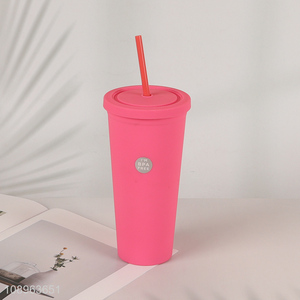 Top sale bpa free 660ml plastic cup with lid&straw