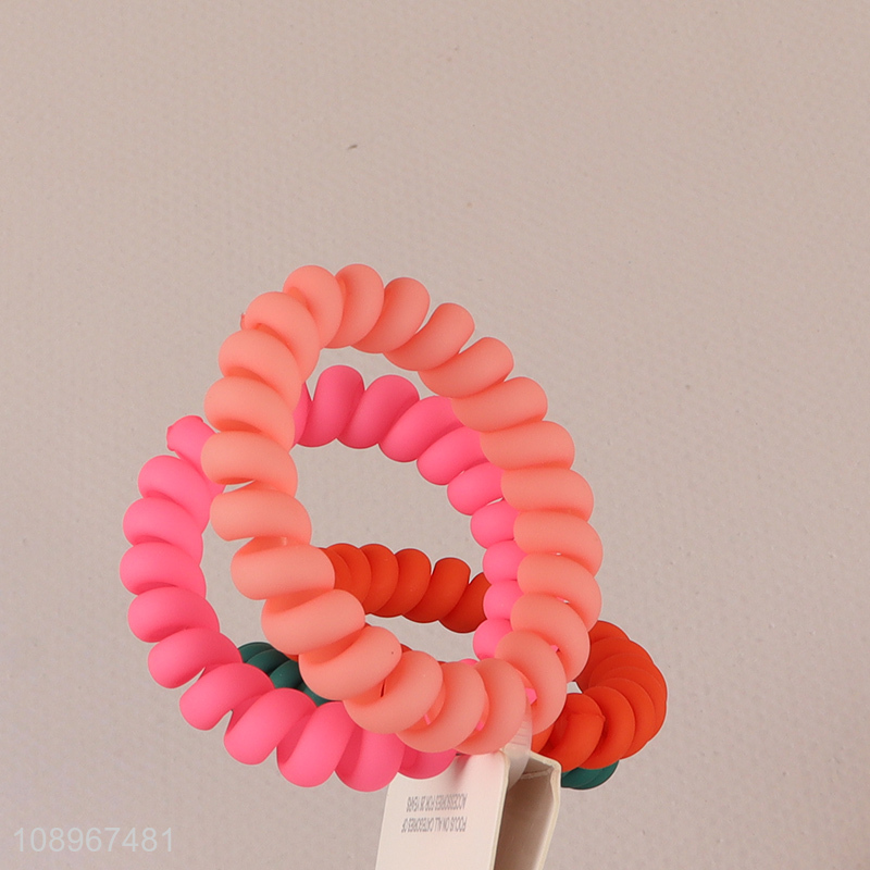 Low price 4pcs girls hair accessories telephone wire hair rope