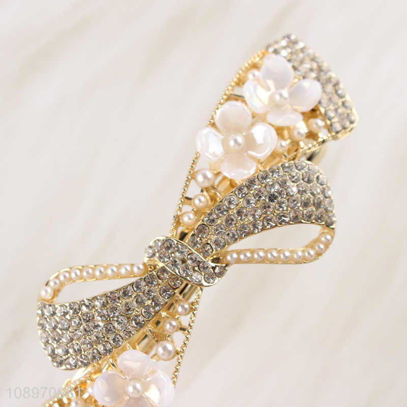 New Product Metal Bow Rhinestone Hair Clips Hair Barrettes for Women