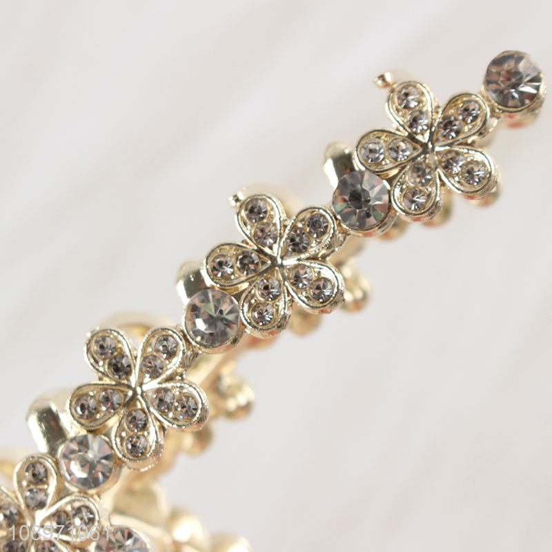 Hot Selling Metal Flower Rhinestone Hair Claw Clips for Thick Hair