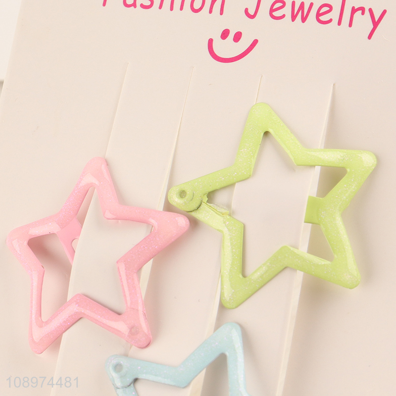 Factory Supply 3PCS Candy Colored Star Hair Clips for Kids