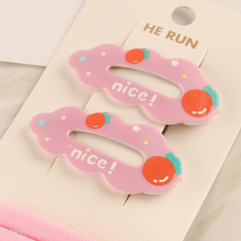 Factory Price Kawaii Hair Clips and Hair Ties Set for Toddlers