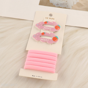 Factory Price Kawaii Hair Clips and Hair Ties Set for Toddlers