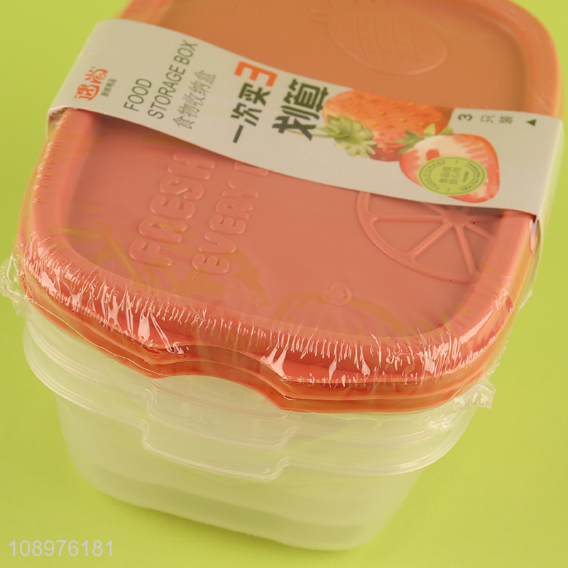 Most popular 3pcs rectangle clear food container storage box set