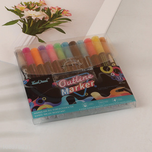 Online Wholesale 12 Colors Water Based Outline Markers for Drawing Doodling