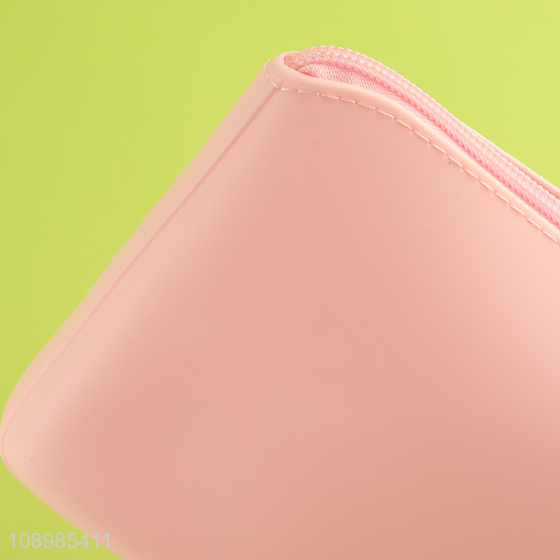 Good price pink silicone waterproof makeup bag cosmetic bag with zipper