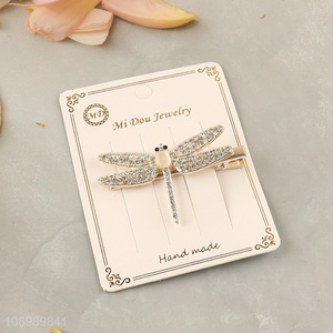 Latest products dragonfly shape girls diamond-encrusted hairpin