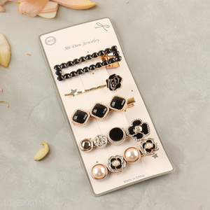 Latest design fashionable girls hair accessories alloy hairpin set