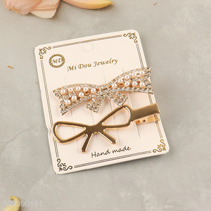 Hot products fashionable alloy girls hairpin diamond-encrusted hairpin with pearl